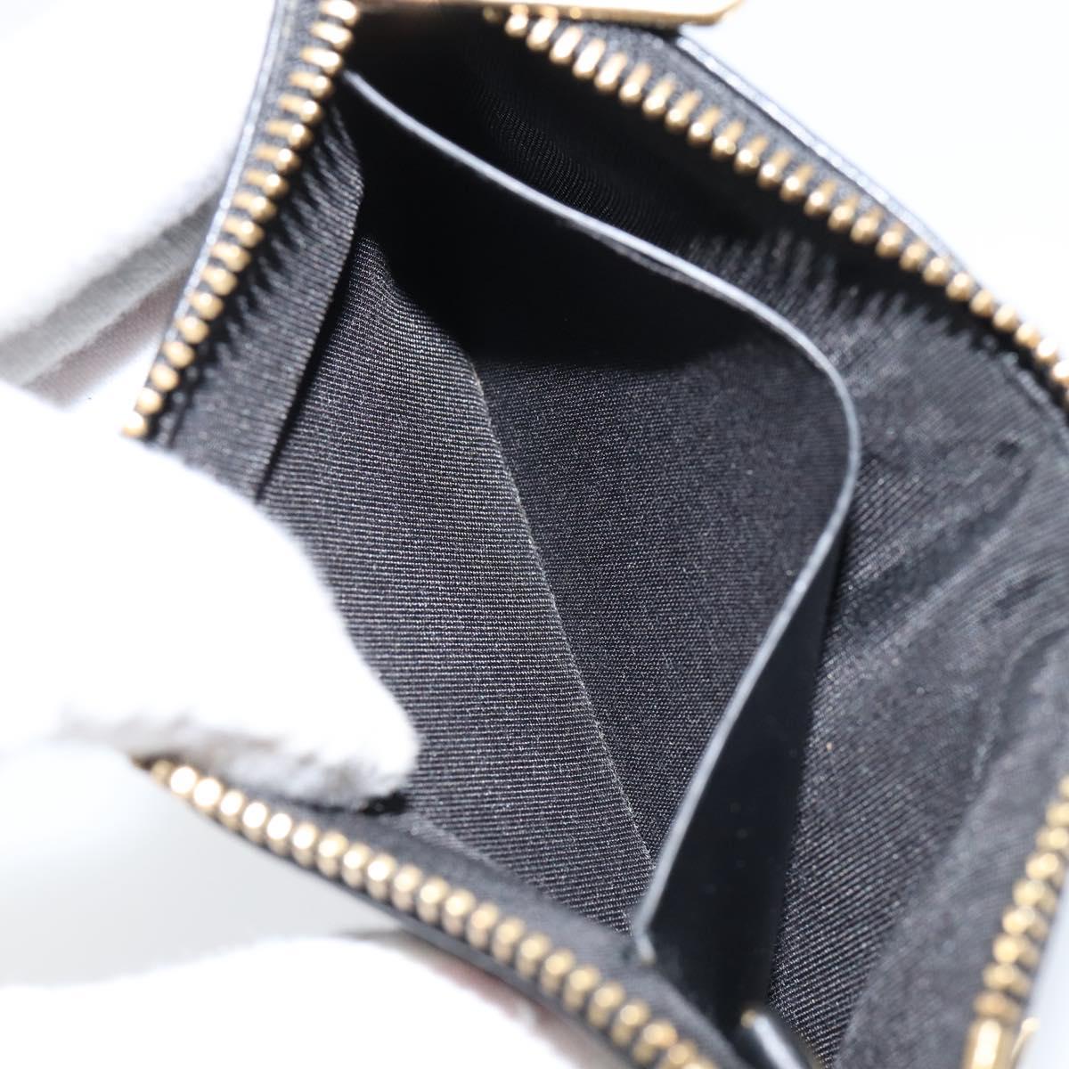 Salvatore Ferragamo Gancini Coin Purse Leather Black Gold Auth am9616