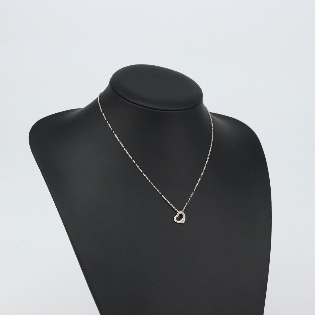 TIFFANY&Co. Open Heart Necklace Ag925 Silver Auth am9618