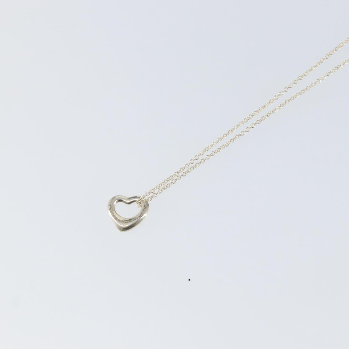 TIFFANY&Co. Open Heart Necklace Ag925 Silver Auth am9618