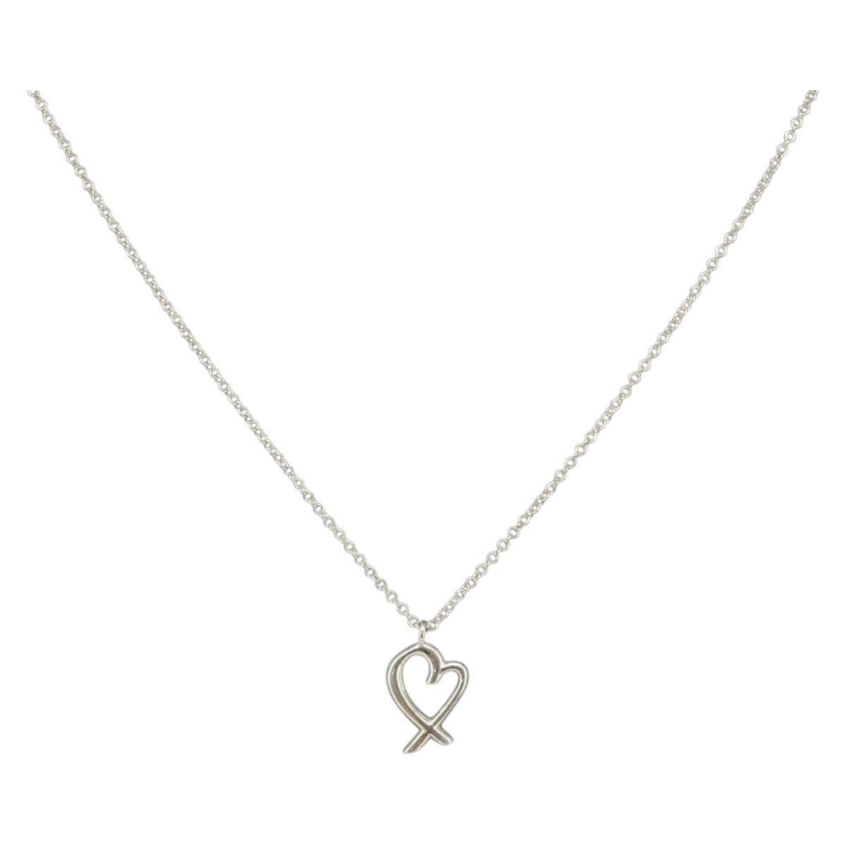TIFFANY&Co. Loving Heart Necklace Ag925 Silver Auth am9619