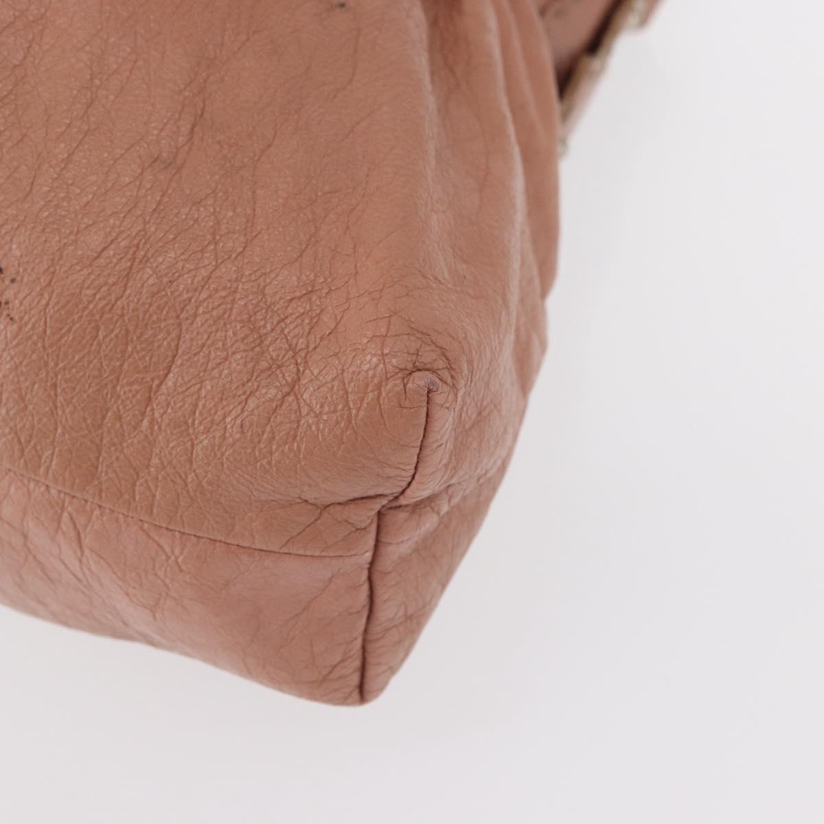 FENDI Celeria Shoulder Bag Leather Pink Silver Auth am9621