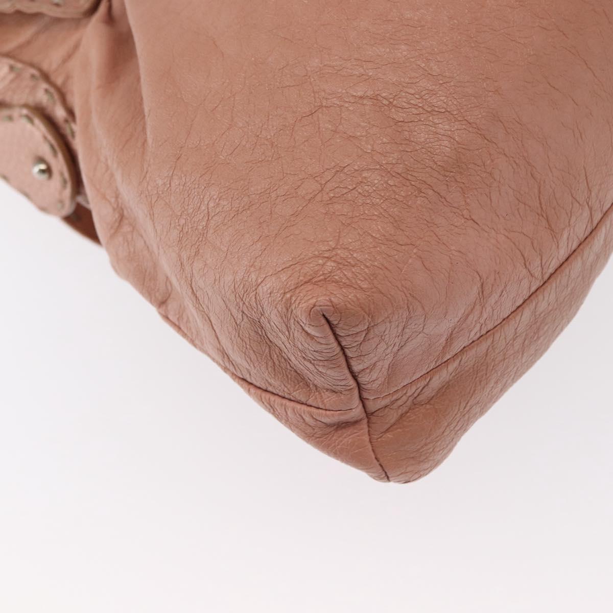 FENDI Celeria Shoulder Bag Leather Pink Silver Auth am9621