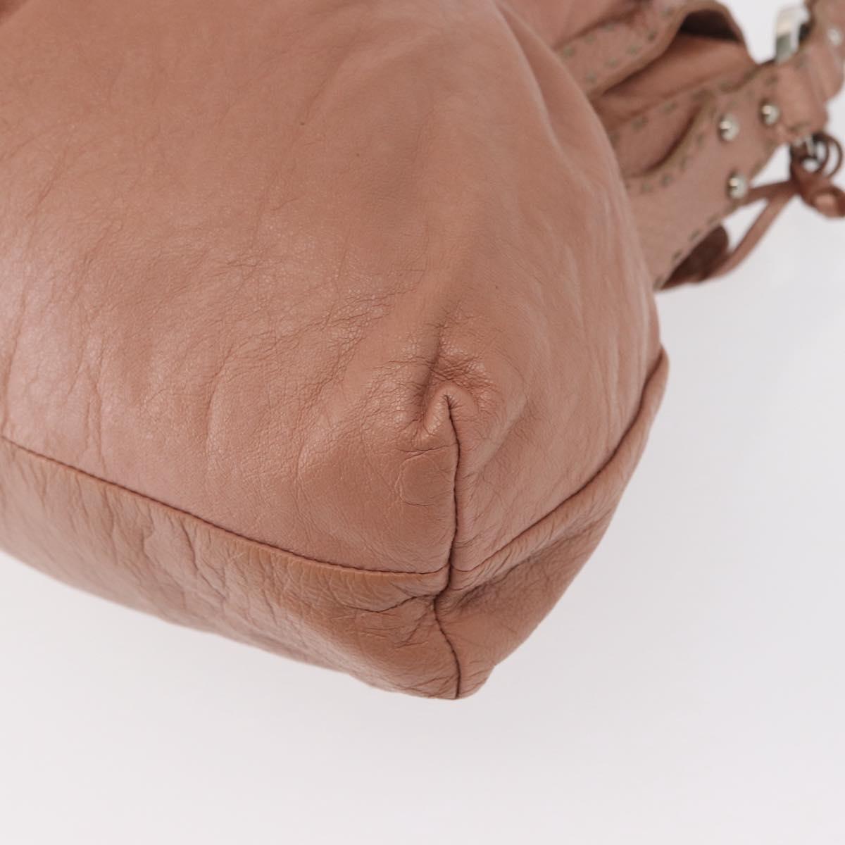 FENDI Celeria Shoulder Bag Leather Pink Silver Auth am9621