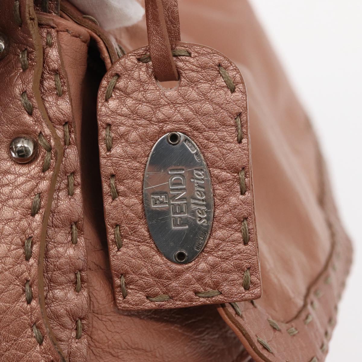 FENDI Celeria Shoulder Bag Leather Pink Silver Auth am9621