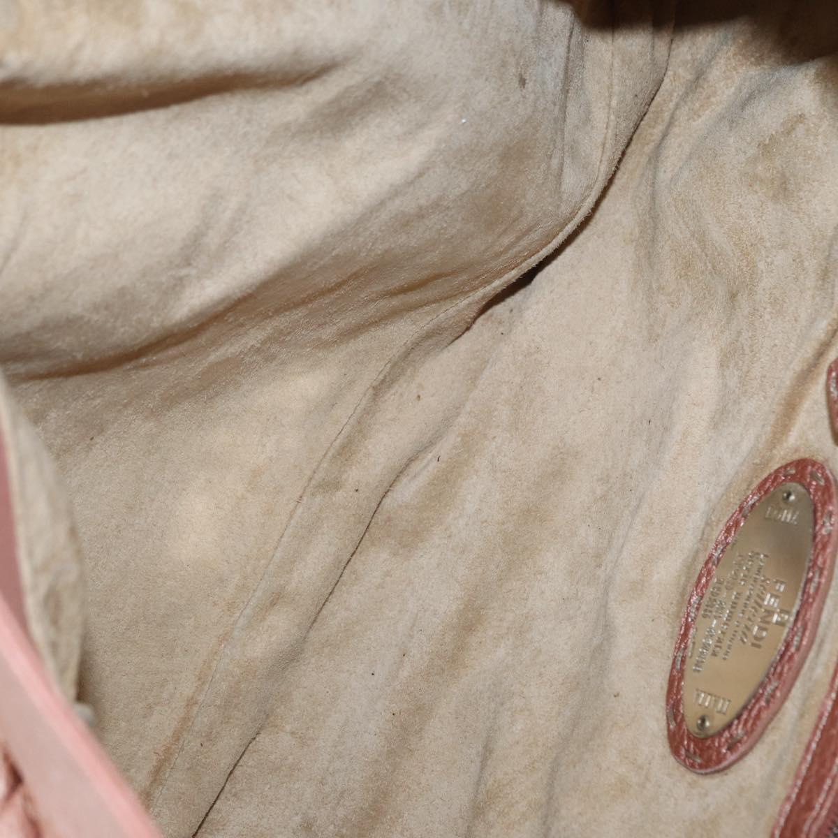 FENDI Celeria Shoulder Bag Leather Pink Silver Auth am9621