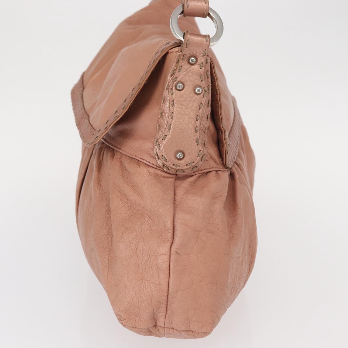 FENDI Celeria Shoulder Bag Leather Pink Silver Auth am9621