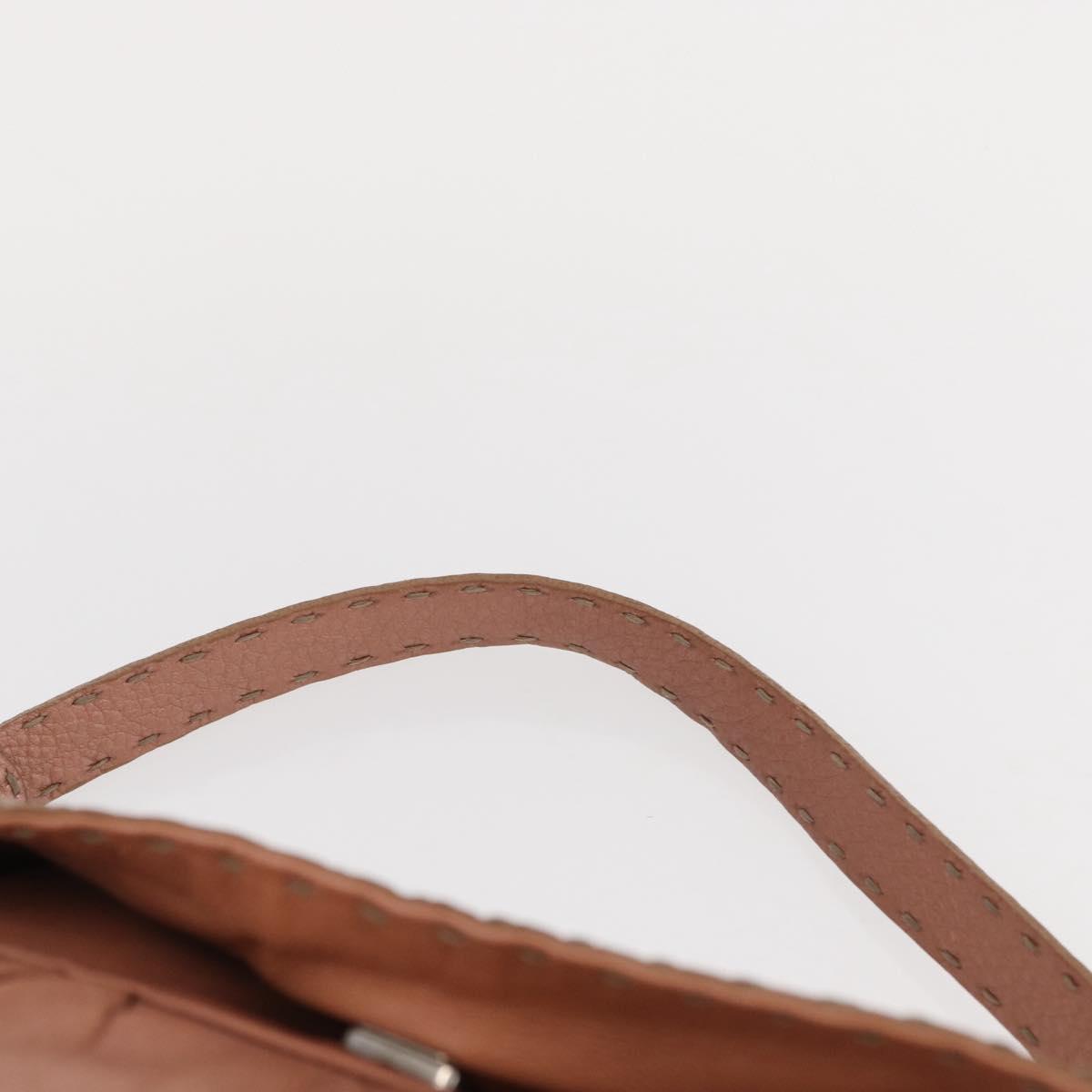 FENDI Celeria Shoulder Bag Leather Pink Silver Auth am9621