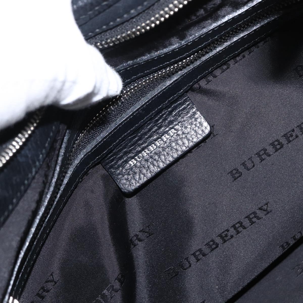 BURBERRY Nova Check Shoulder Bag Nylon Black Silver Auth am9622