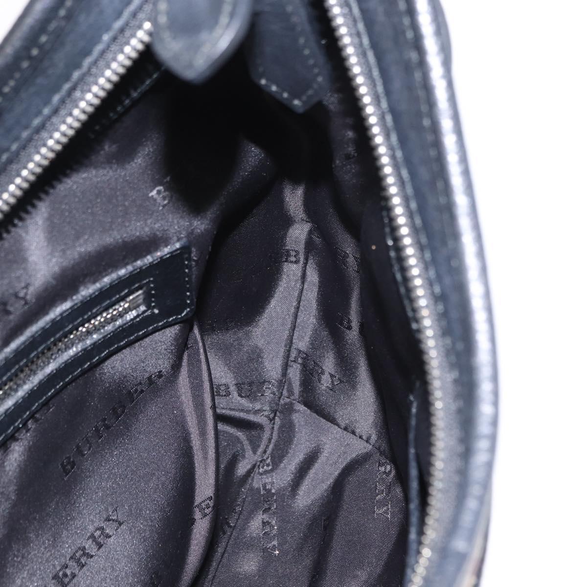 BURBERRY Nova Check Shoulder Bag Nylon Black Silver Auth am9622