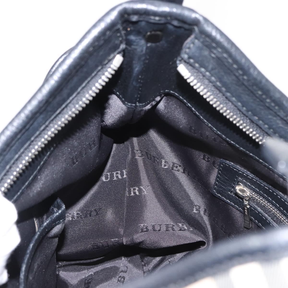 BURBERRY Nova Check Shoulder Bag Nylon Black Silver Auth am9622