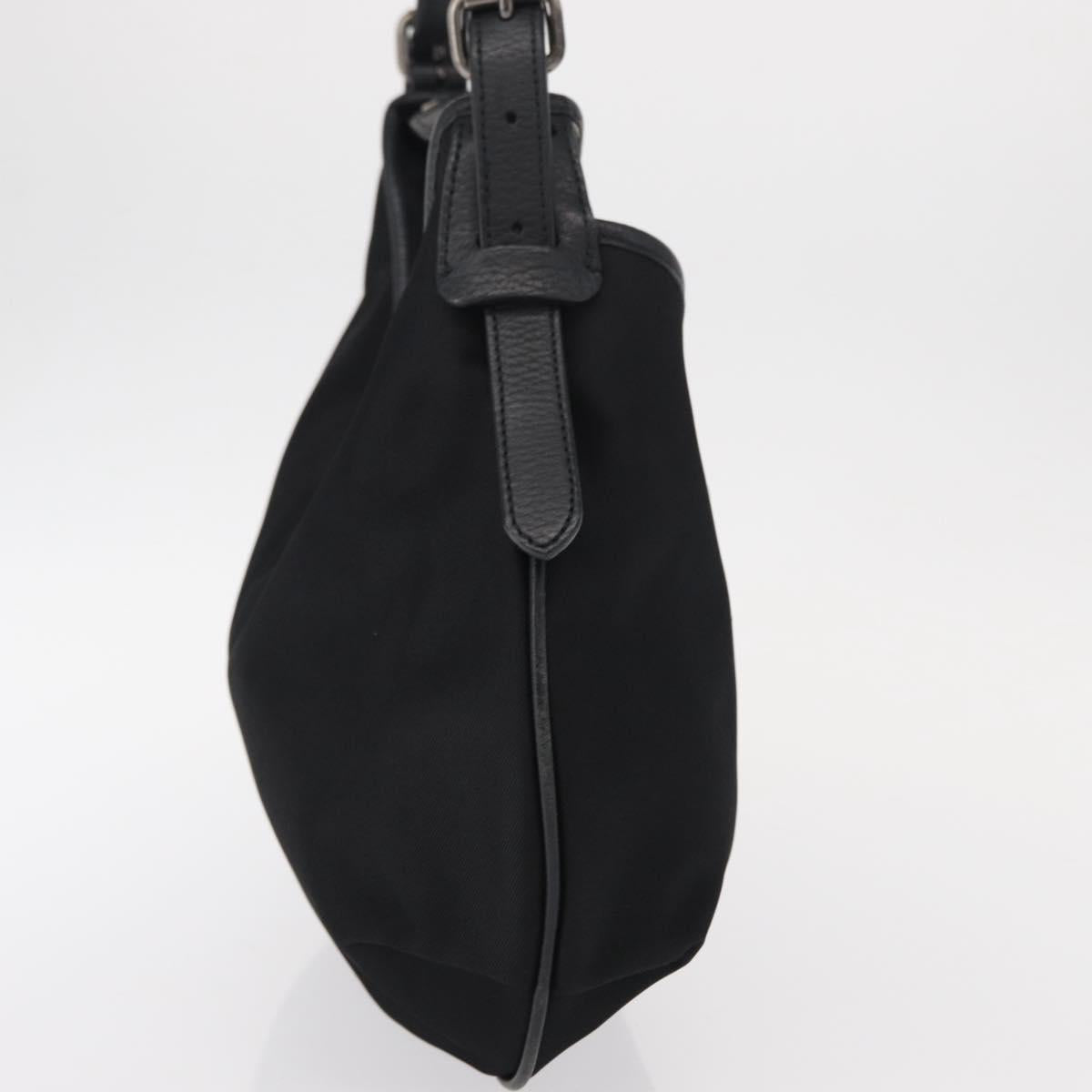 BURBERRY Nova Check Shoulder Bag Nylon Black Silver Auth am9622