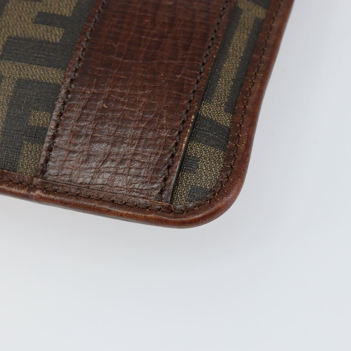 FENDI Zucca Canvas Shoulder Bag PVC Black Brown Auth am9623