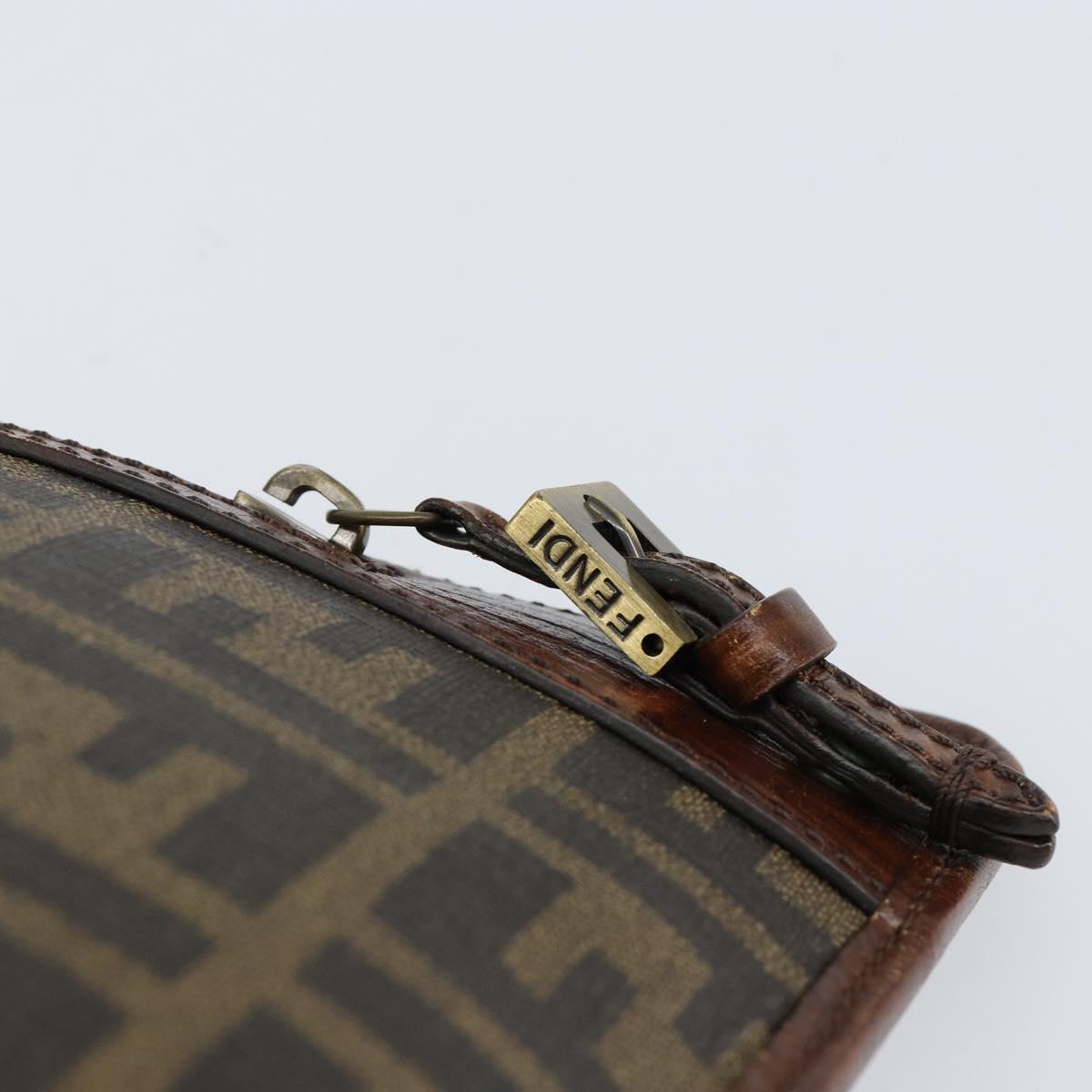 FENDI Zucca Canvas Shoulder Bag PVC Black Brown Auth am9623