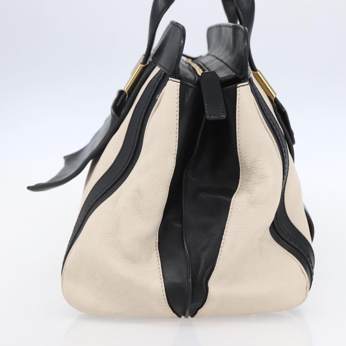 Chloe Alice Hand Bag Leather Black Gold Auth am9624