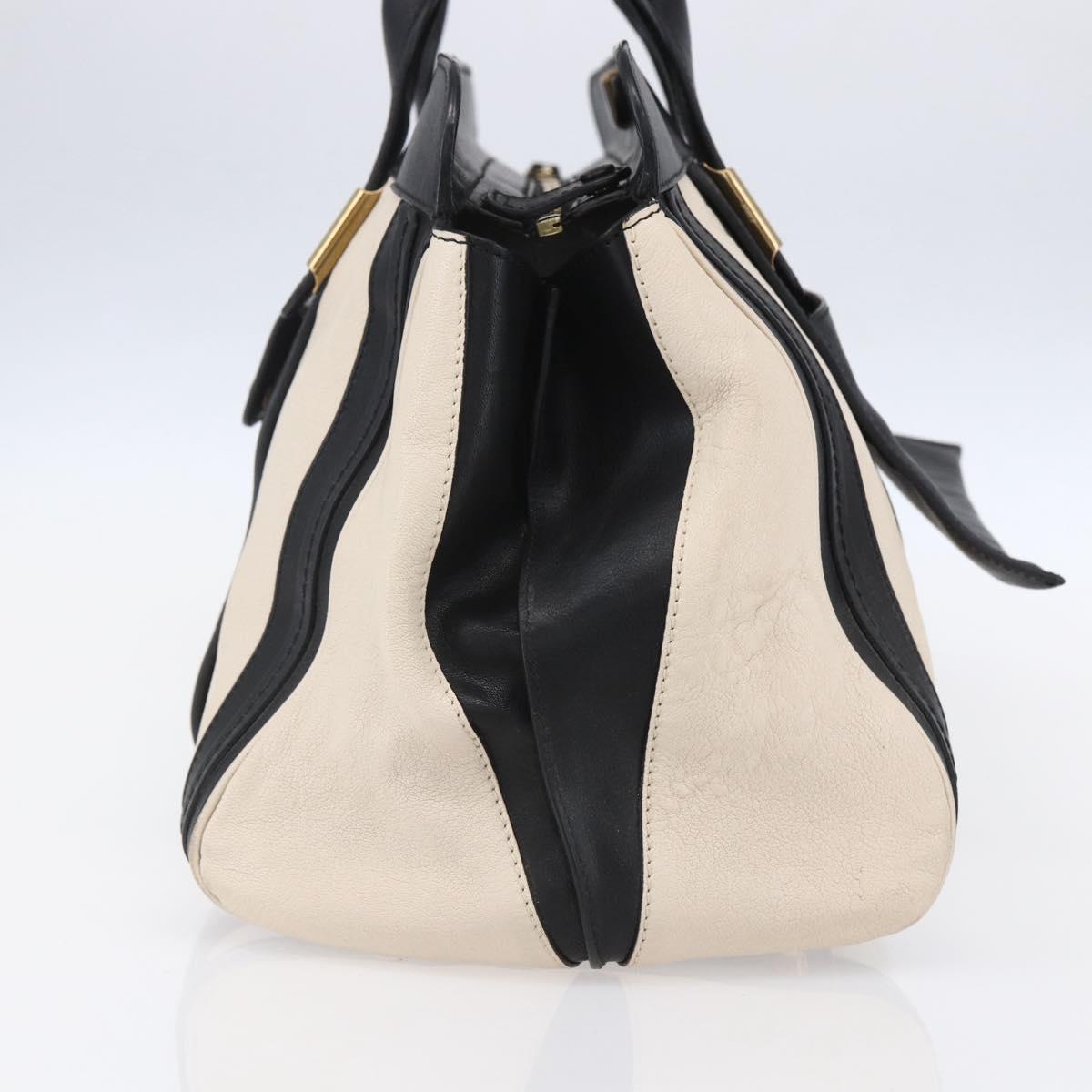 Chloe Alice Hand Bag Leather Black Gold Auth am9624