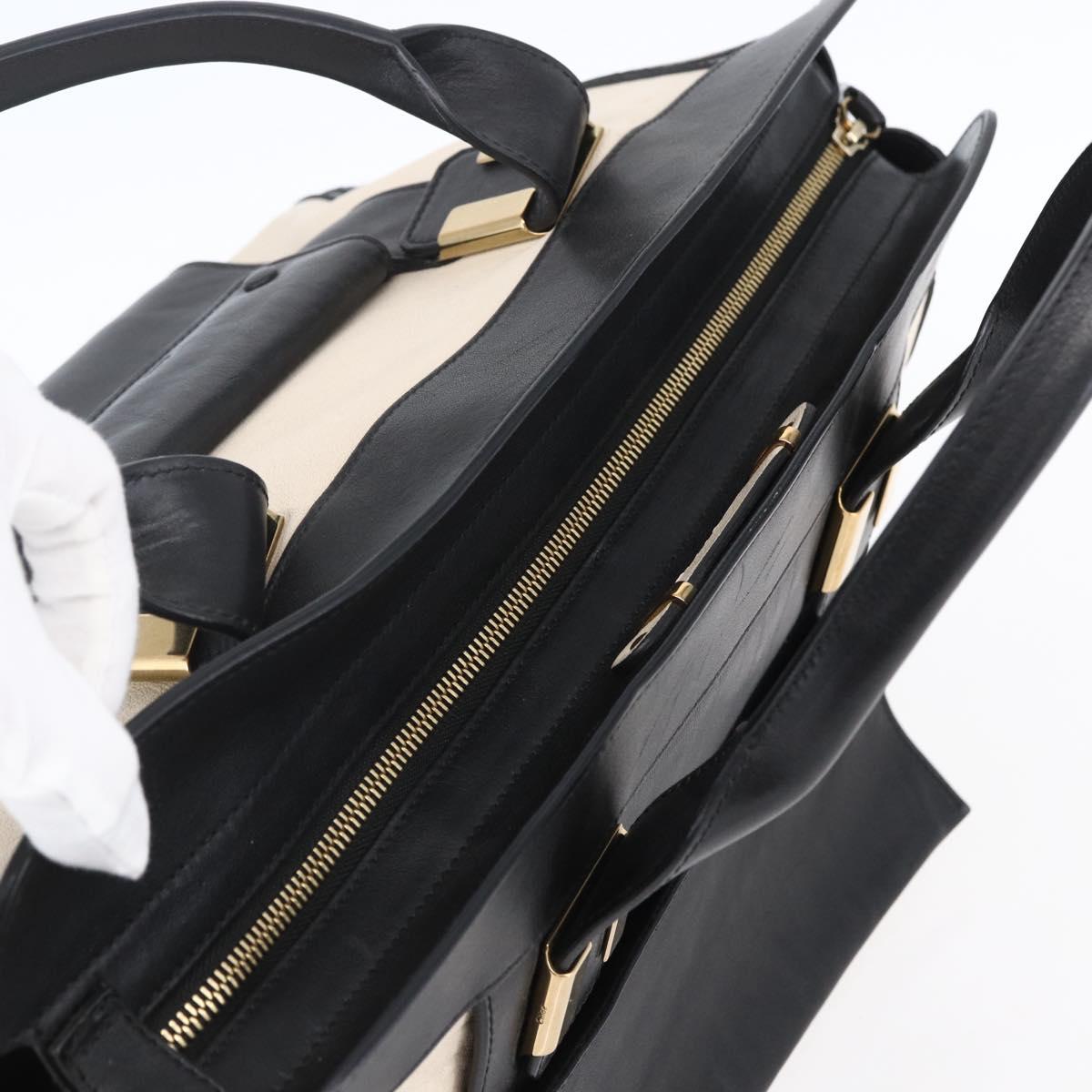 Chloe Alice Hand Bag Leather Black Gold Auth am9624