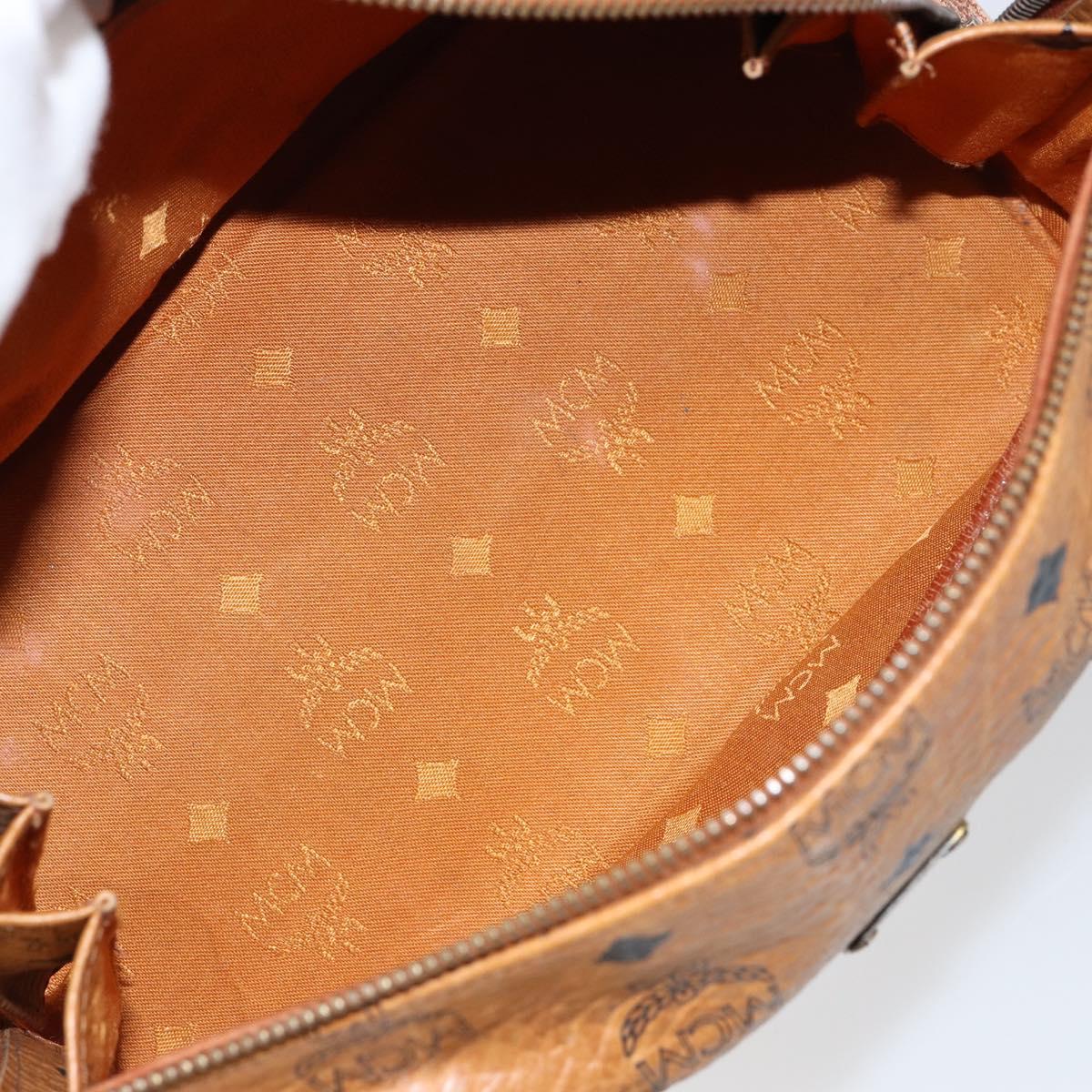 MCM Logogram Vicetos Hand Bag PVC Leather Brown Gold Auth am9628
