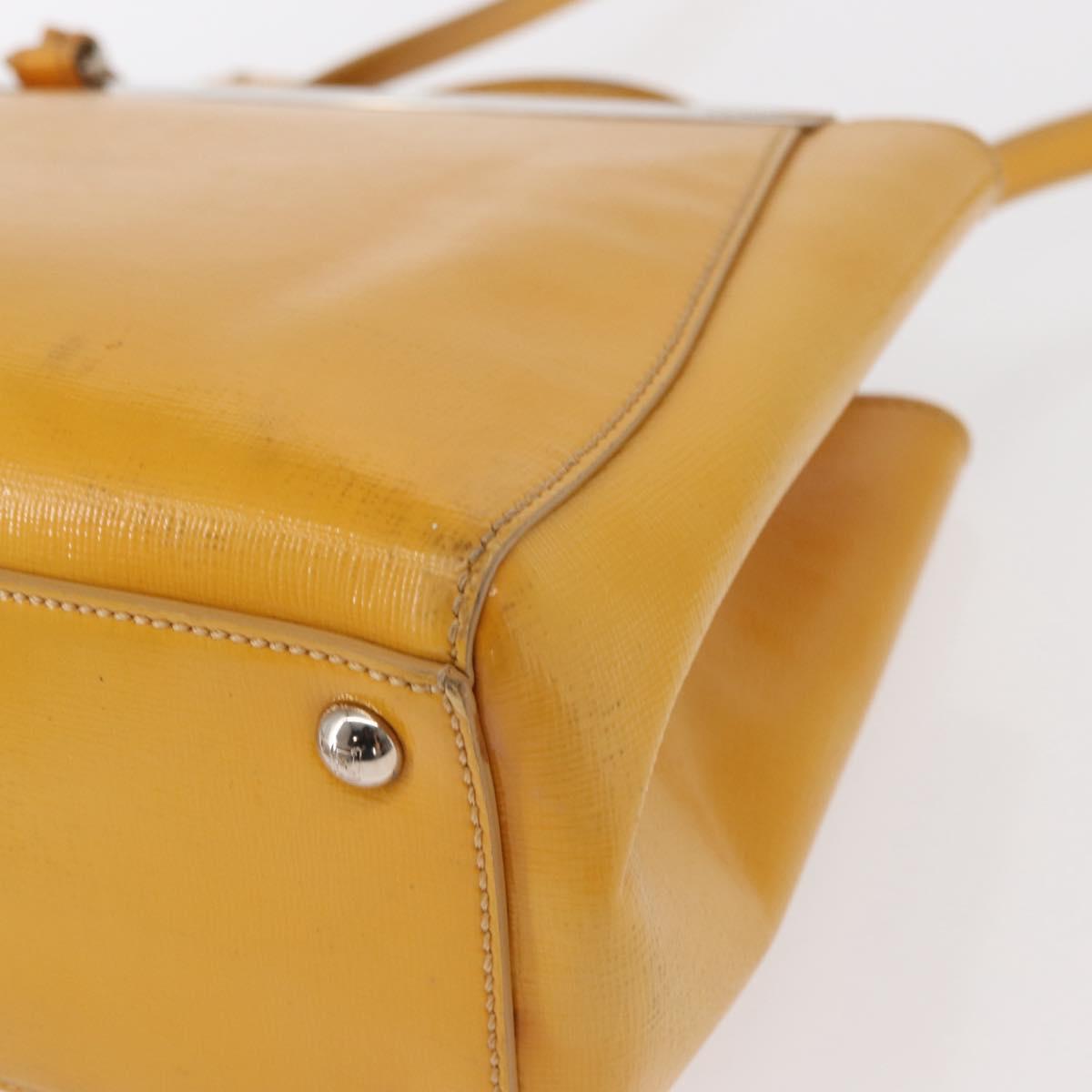 FENDI 2 JOURS Hand Bag Leather 2way Yellow Silver Auth am9630
