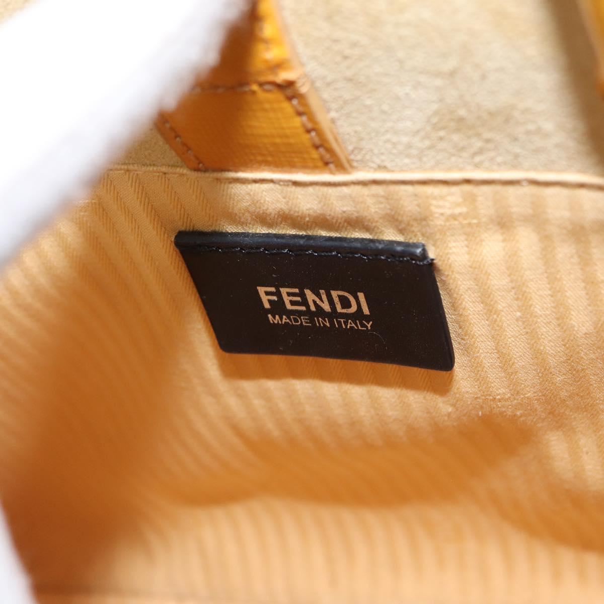 FENDI 2 JOURS Hand Bag Leather 2way Yellow Silver Auth am9630