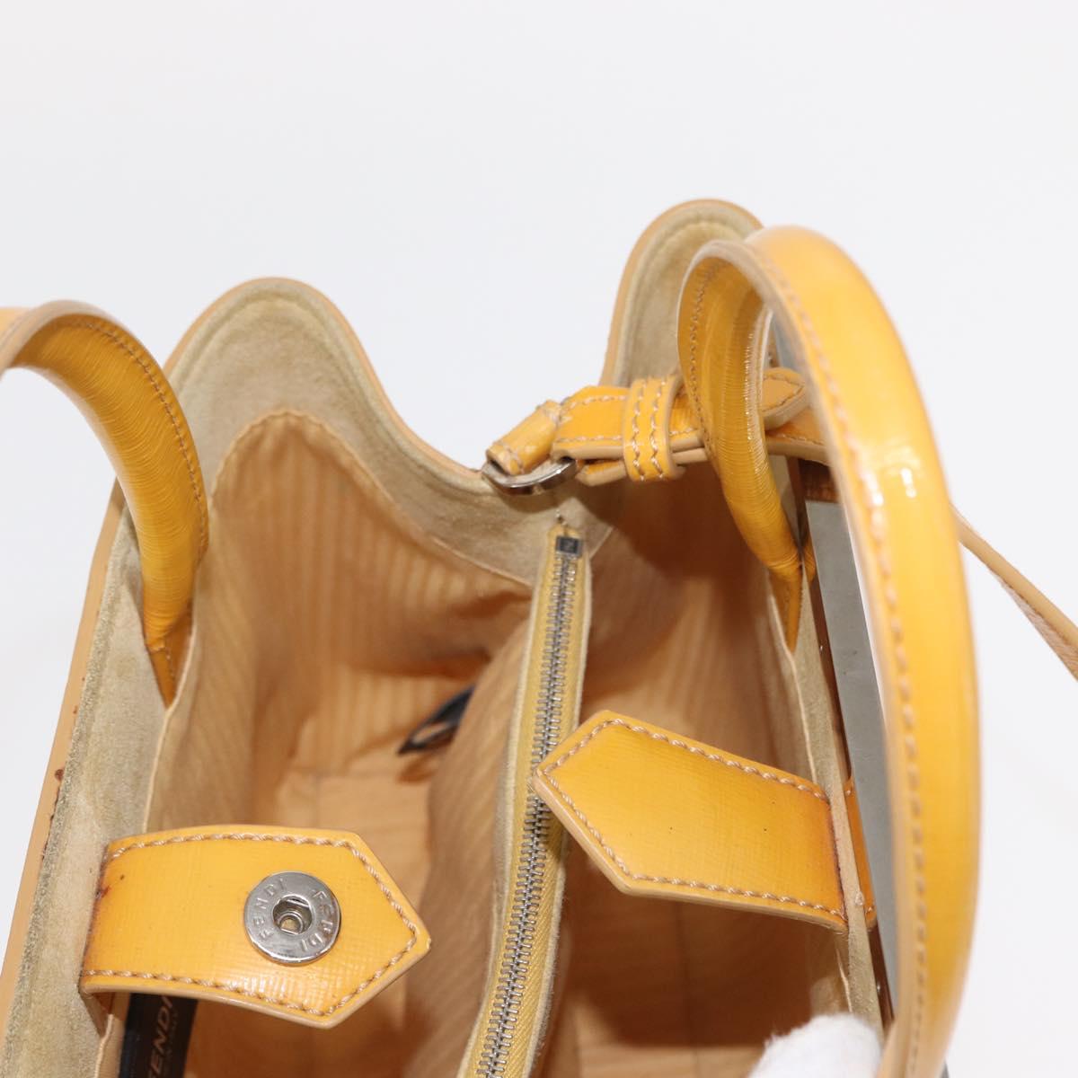 FENDI 2 JOURS Hand Bag Leather 2way Yellow Silver Auth am9630