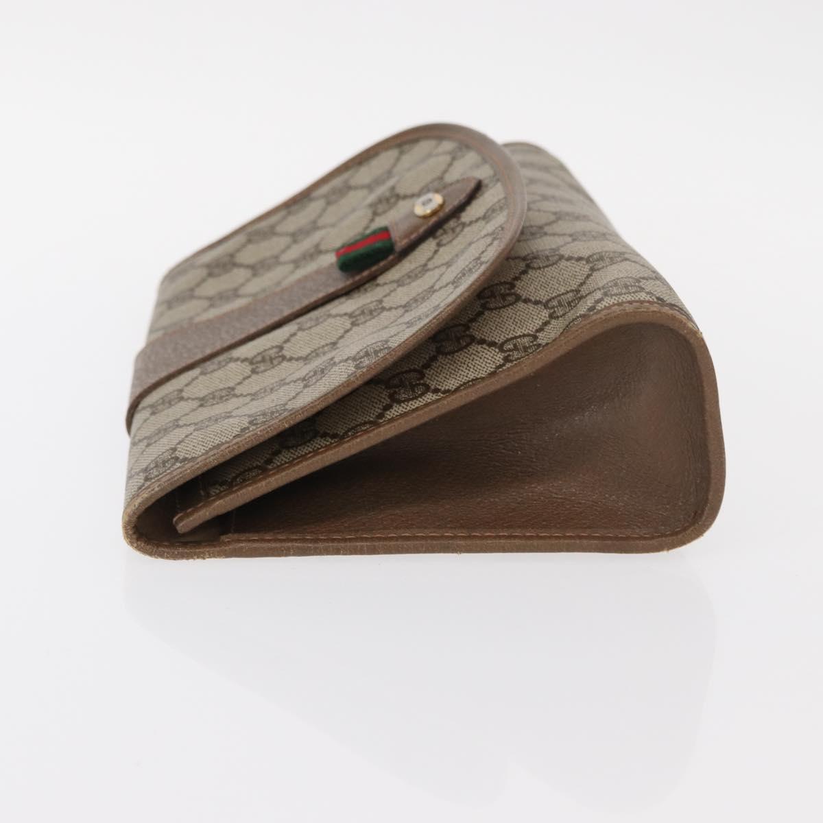 GUCCI GG Supreme Web Sherry Line Clutch Bag PVC Beige Gold 89 01 030 Auth am9631