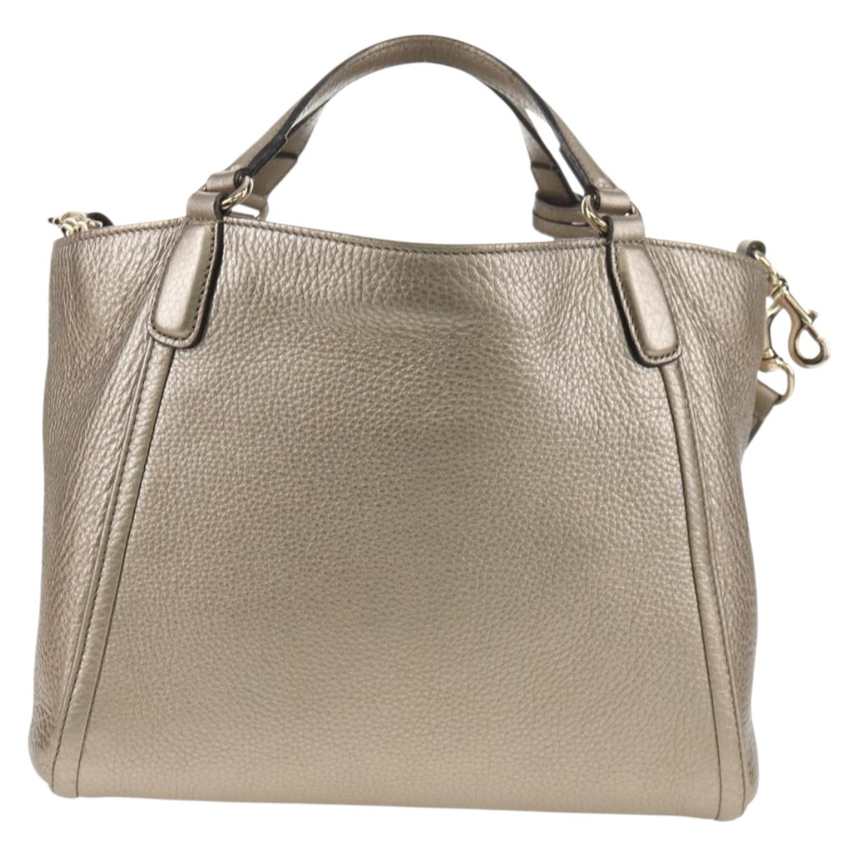 GUCCI Soho Hand Bag Leather 2way Champagne Gold Gold 336751 Auth am9635V