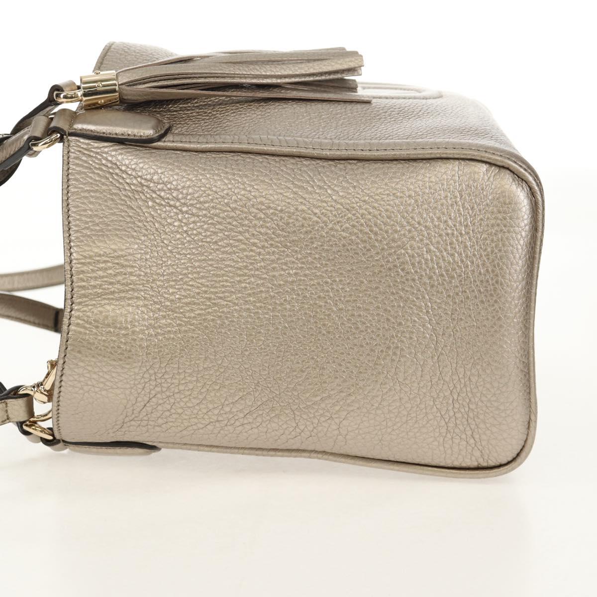 GUCCI Soho Hand Bag Leather 2way Champagne Gold Gold 336751 Auth am9635V