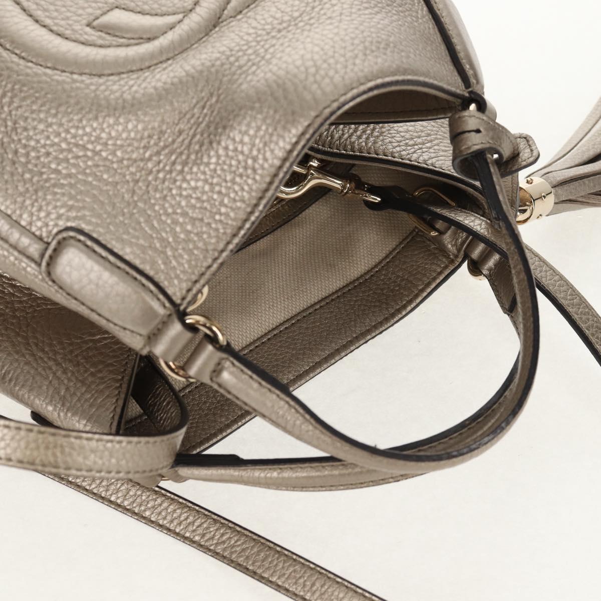 GUCCI Soho Hand Bag Leather 2way Champagne Gold Gold 336751 Auth am9635V