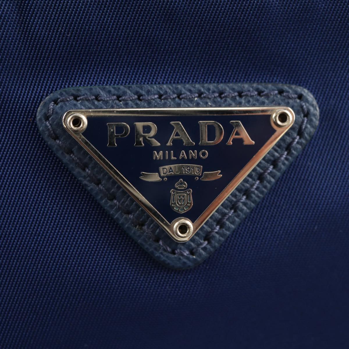 PRADA Pouch Nylon Blue Silver Auth am9642V