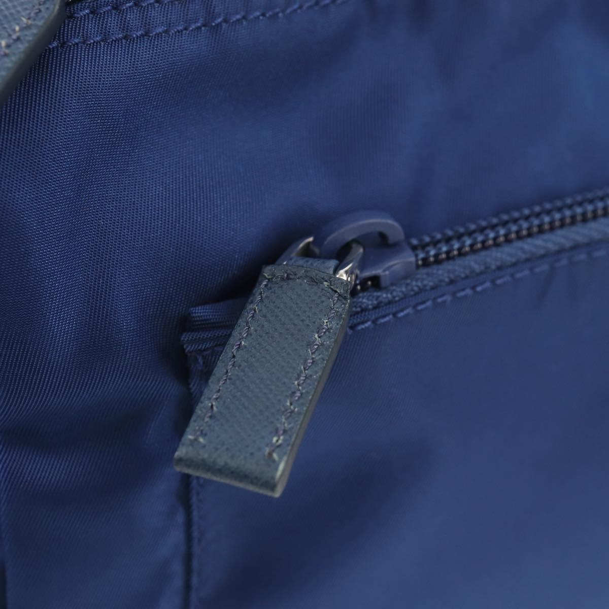 PRADA Pouch Nylon Blue Silver Auth am9642V