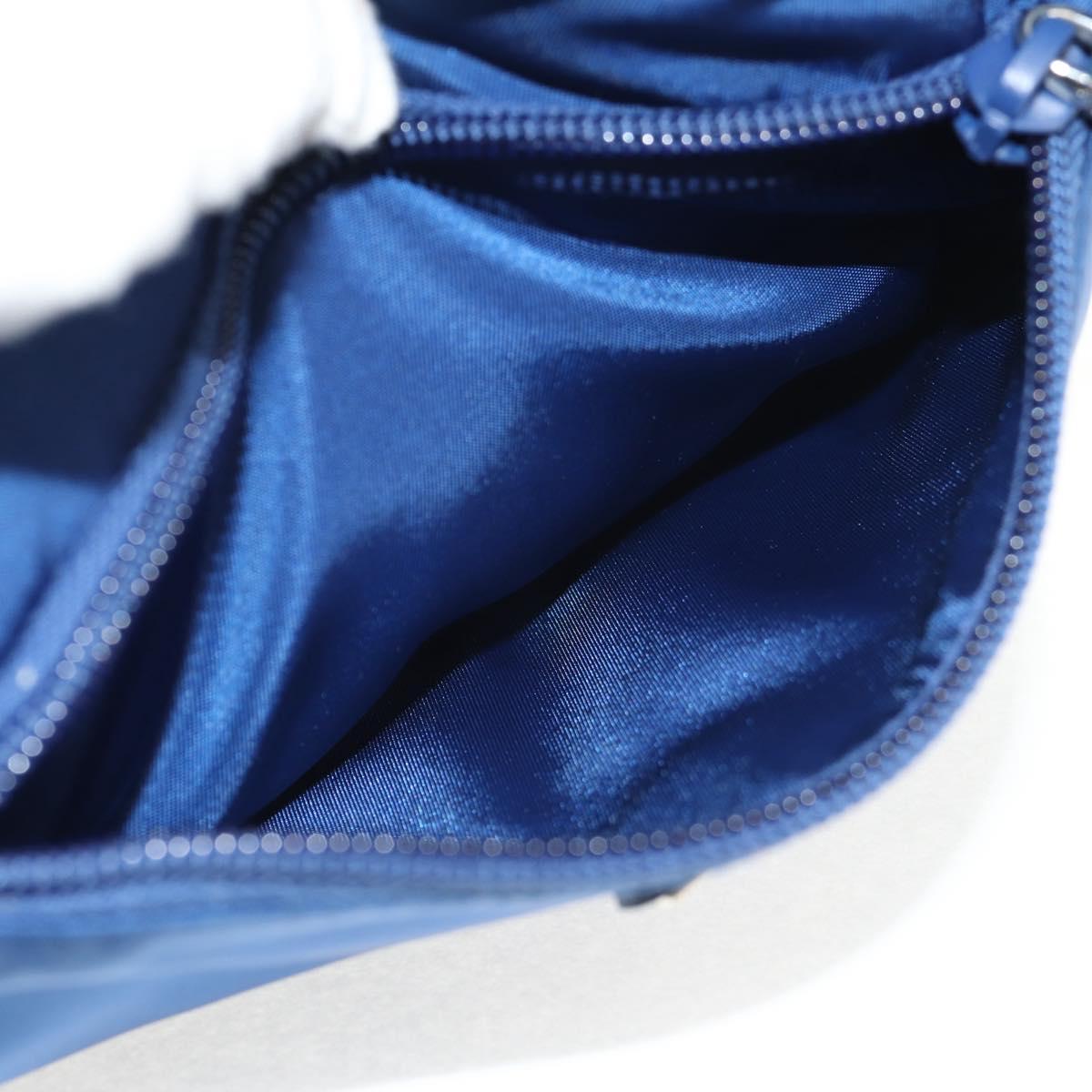 PRADA Pouch Nylon Blue Silver Auth am9642V