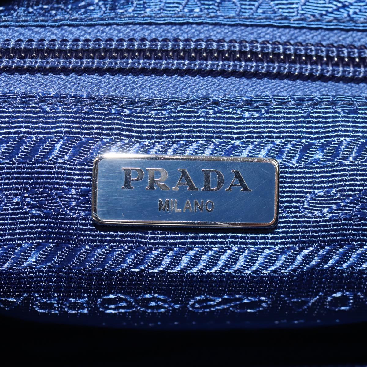 PRADA Pouch Nylon Blue Silver Auth am9642V