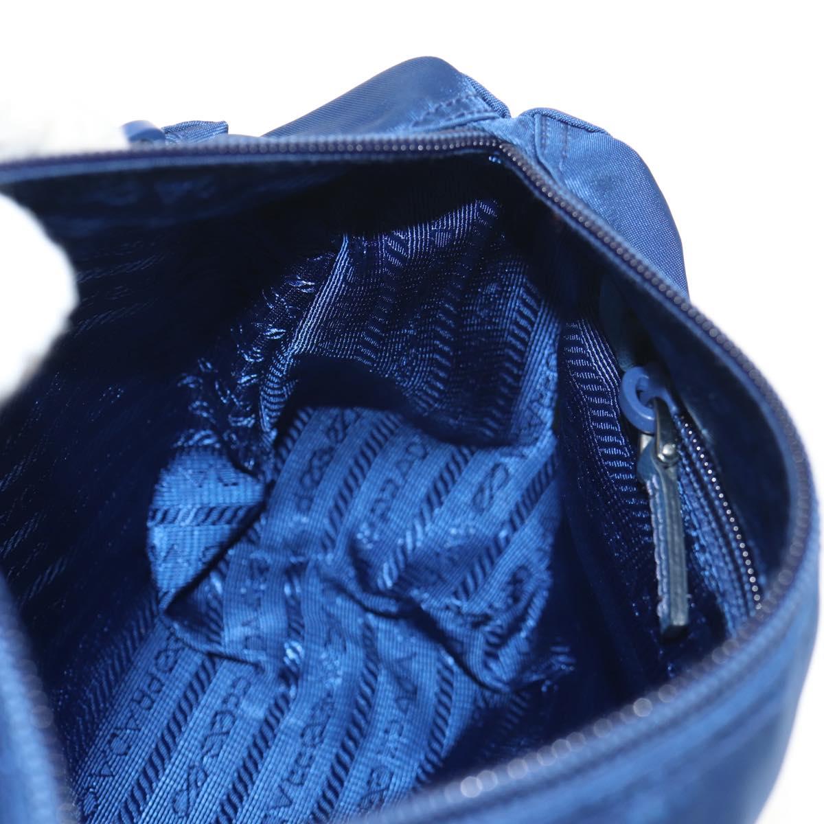 PRADA Pouch Nylon Blue Silver Auth am9642V
