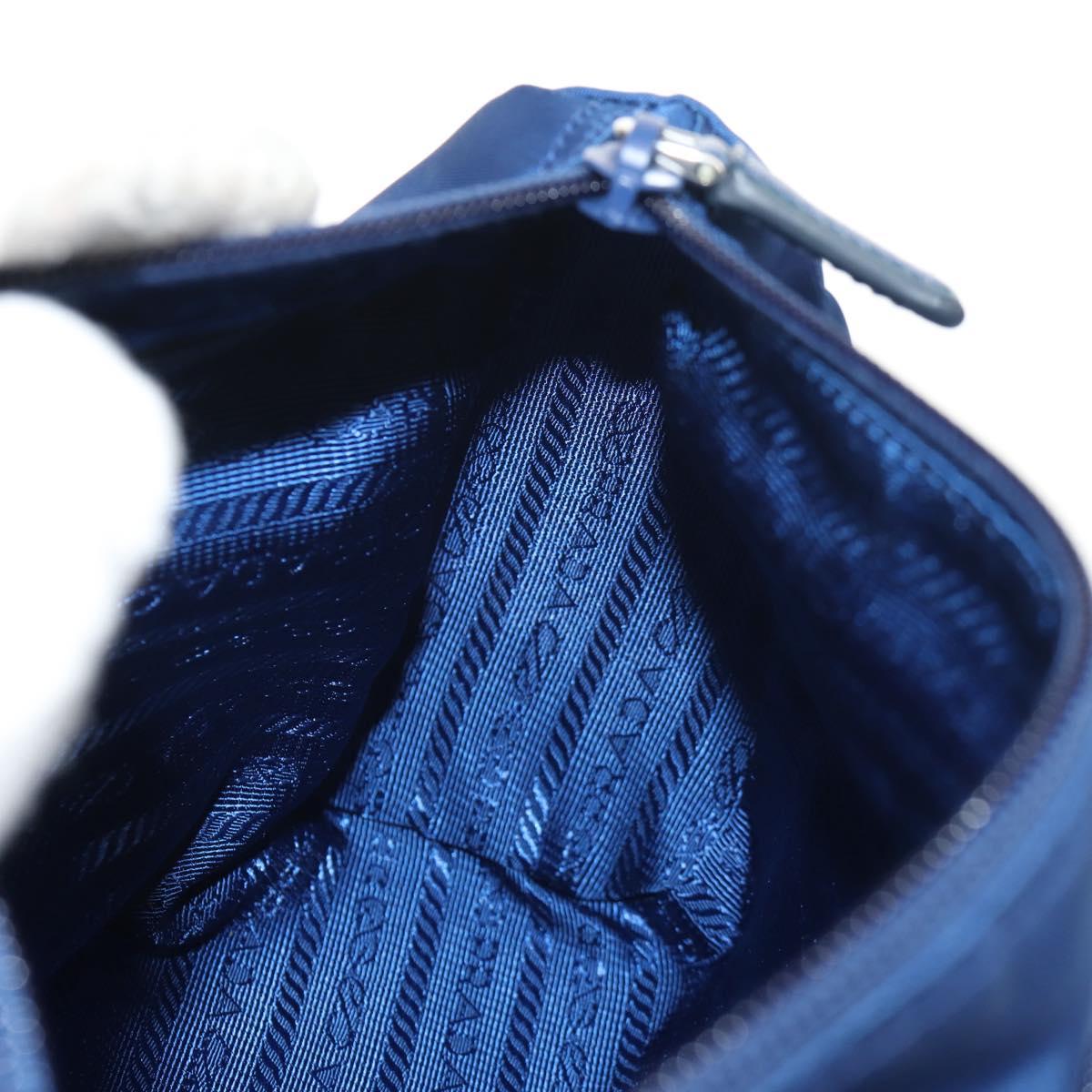 PRADA Pouch Nylon Blue Silver Auth am9642V