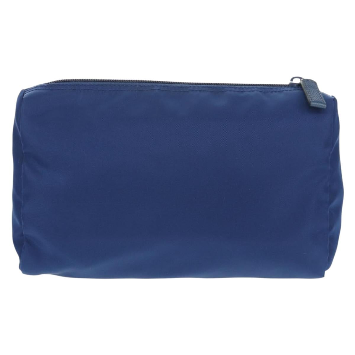 PRADA Pouch Nylon Blue Silver Auth am9642V