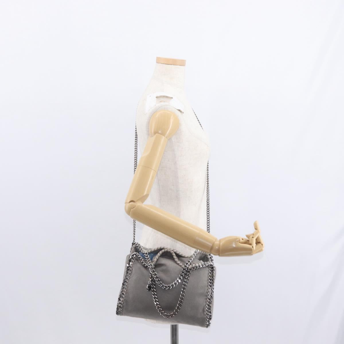 Stella MacCartney Chain Falabella Bag polyester Gray Silver 371223 Auth am9648
