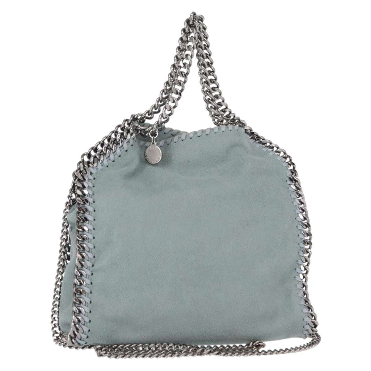 Stella MacCartney Falabella Chain Bag Suede Light Blue Silver 371223 Auth am9649