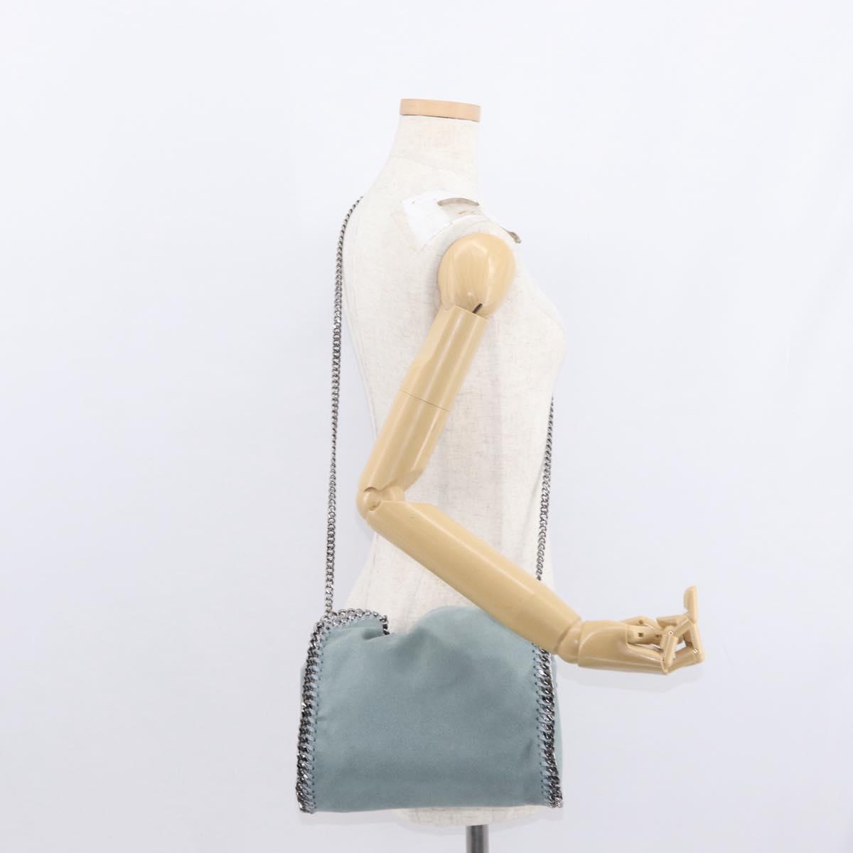 Stella MacCartney Falabella Chain Bag Suede Light Blue Silver 371223 Auth am9649