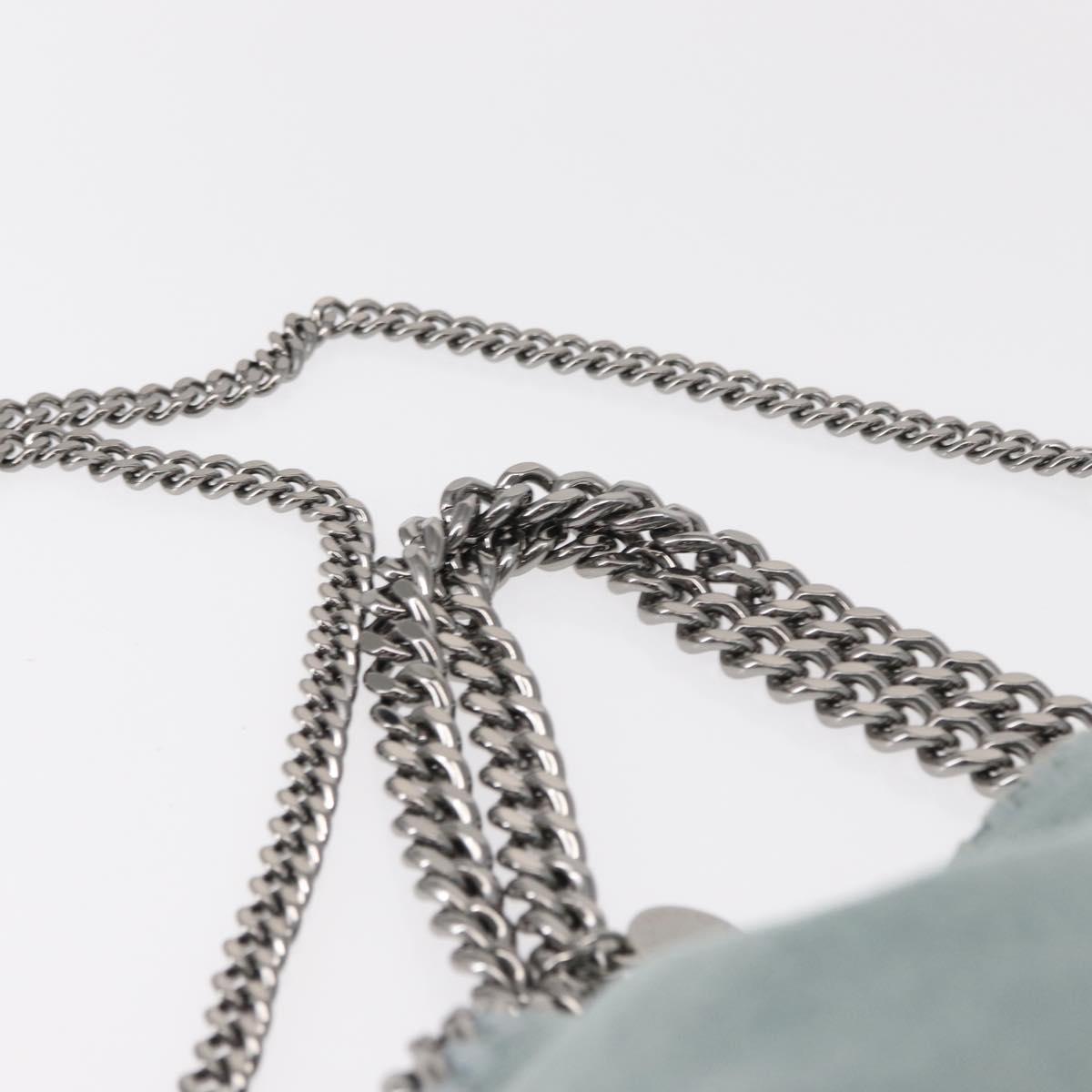 Stella MacCartney Falabella Chain Bag Suede Light Blue Silver 371223 Auth am9649