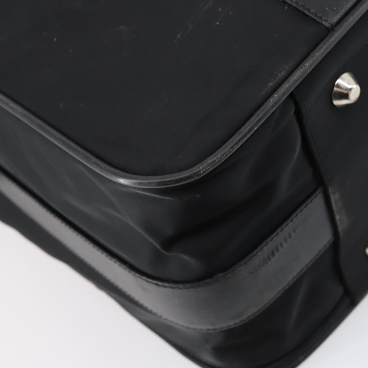 PRADA Trunk Nylon Black Silver Auth am9650
