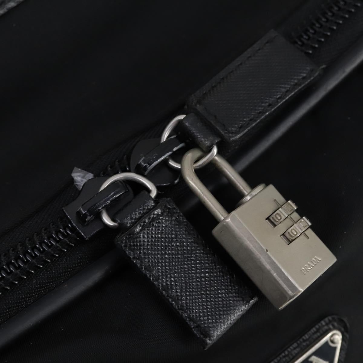 PRADA Trunk Nylon Black Silver Auth am9650