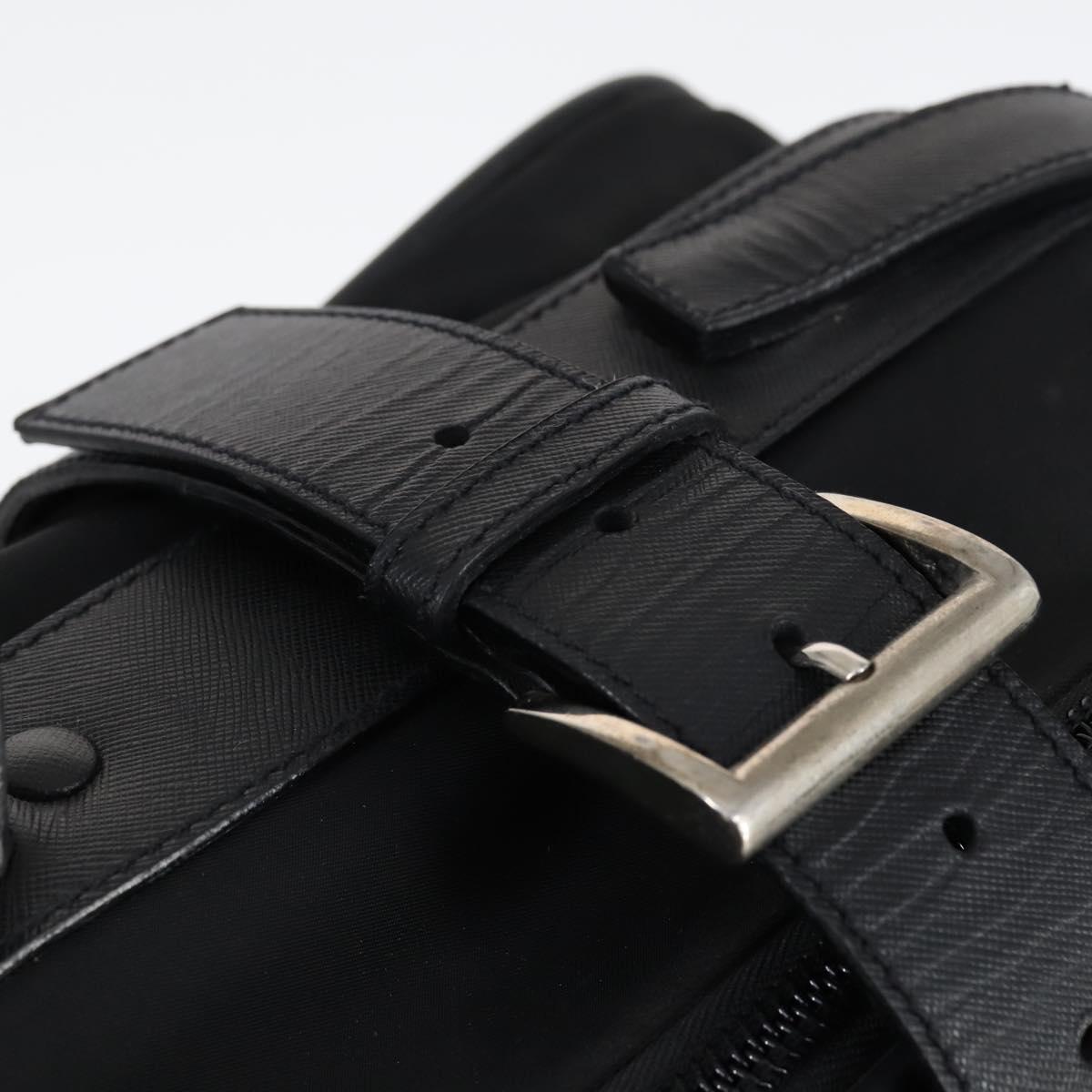 PRADA Trunk Nylon Black Silver Auth am9650