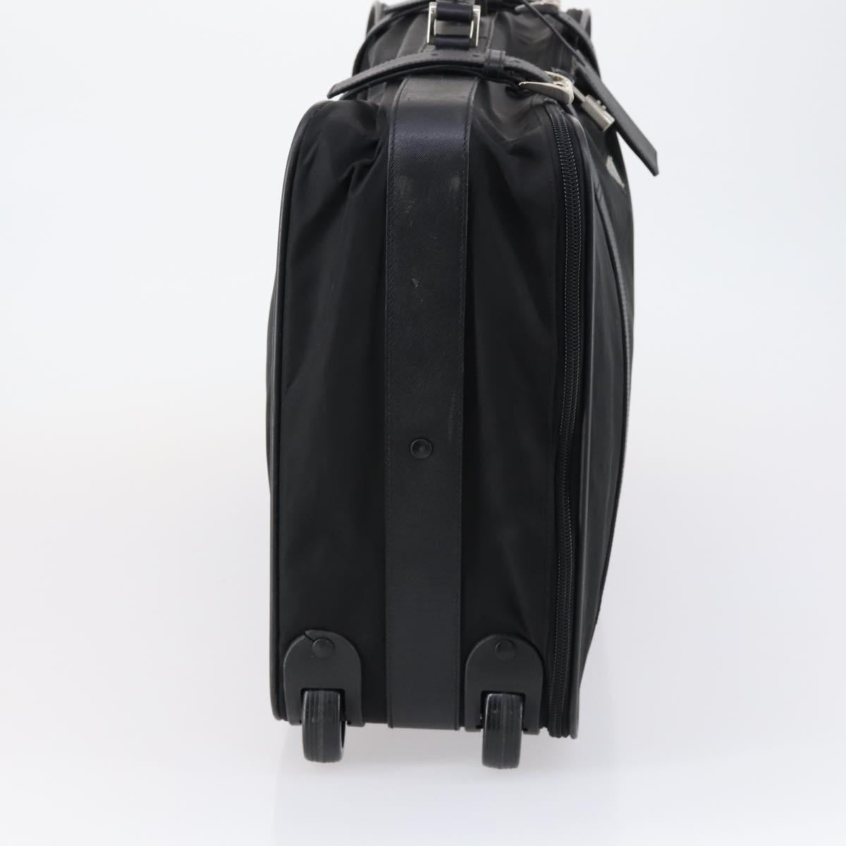PRADA Trunk Nylon Black Silver Auth am9650