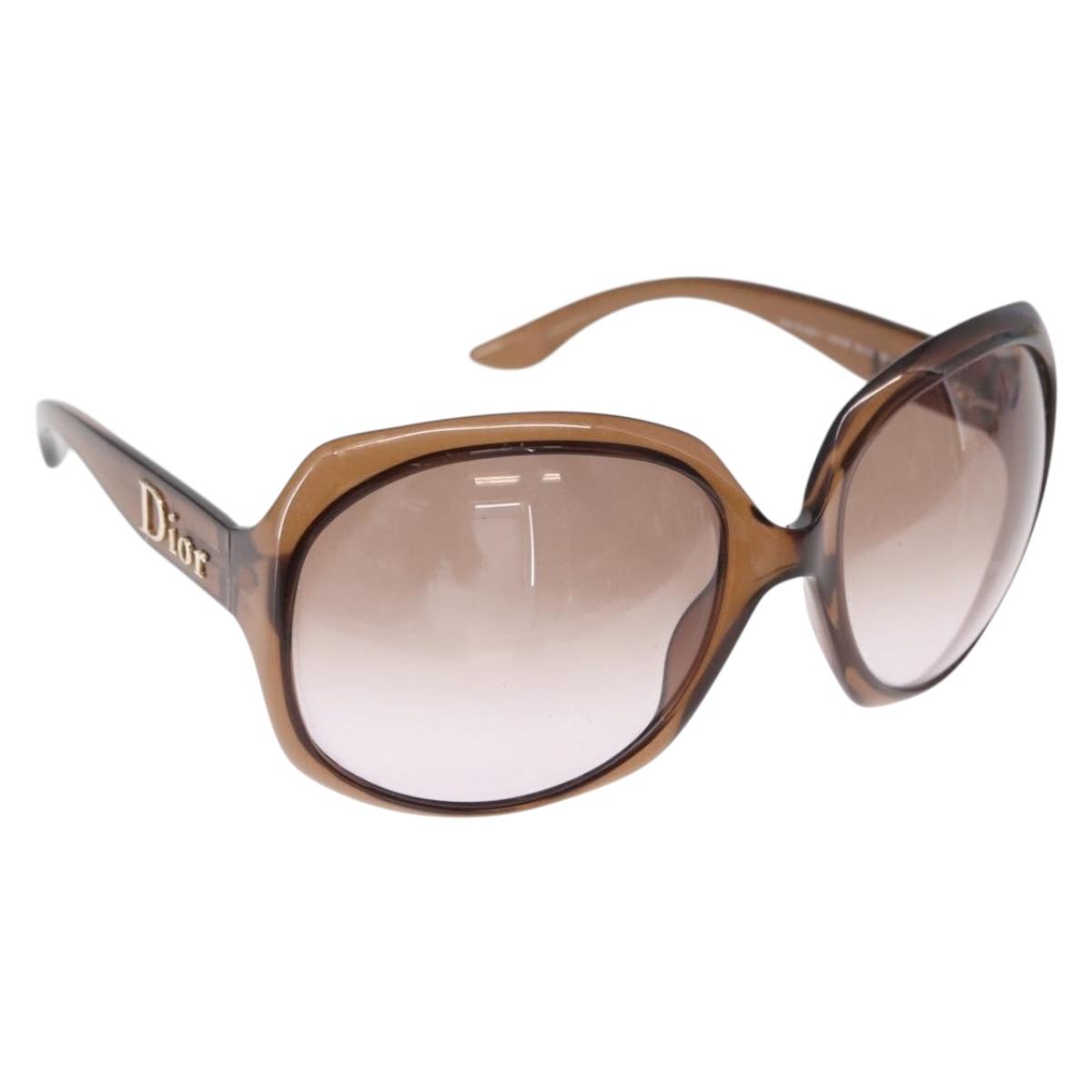 Christian Dior Glossy 1 Sunglasses plastic Brown Auth am9655