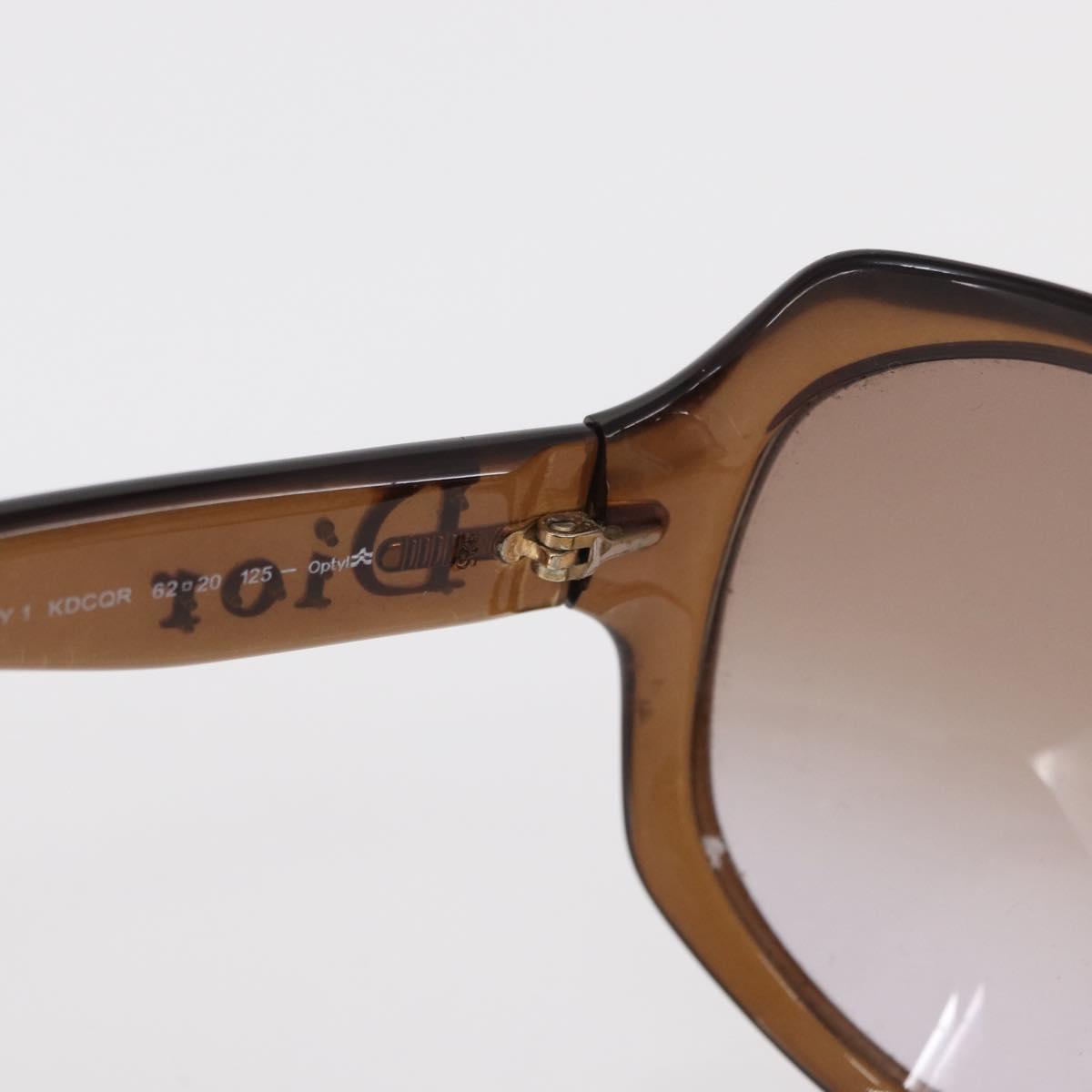 Christian Dior Glossy 1 Sunglasses plastic Brown Auth am9655