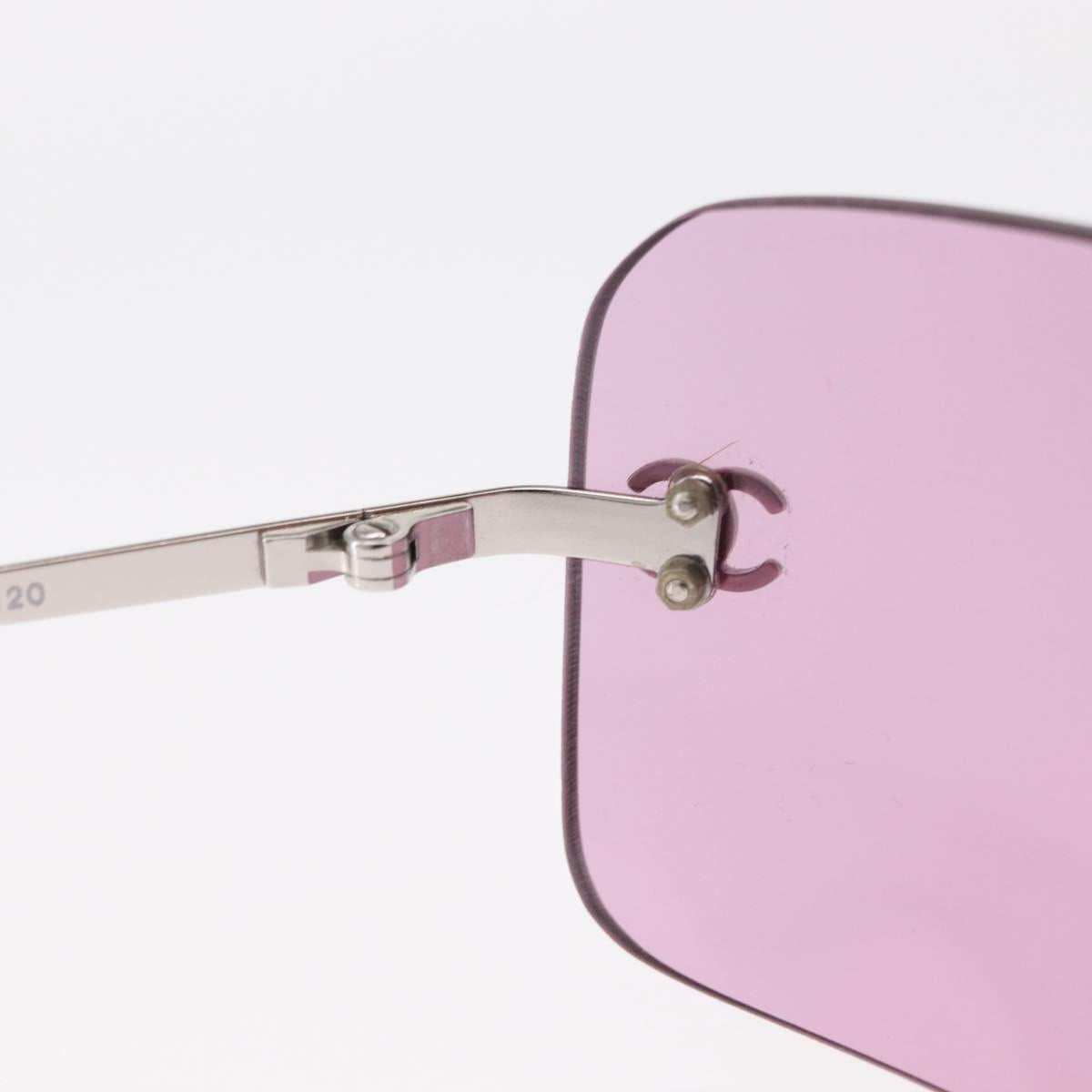 CHANEL COCO Mark Sunglasses metal Pink CC Auth am9657