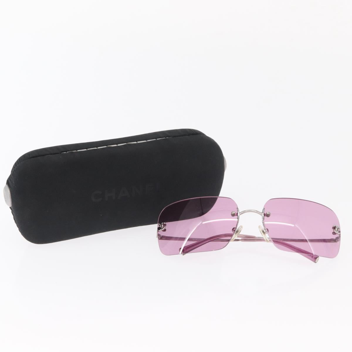 CHANEL COCO Mark Sunglasses metal Pink CC Auth am9657