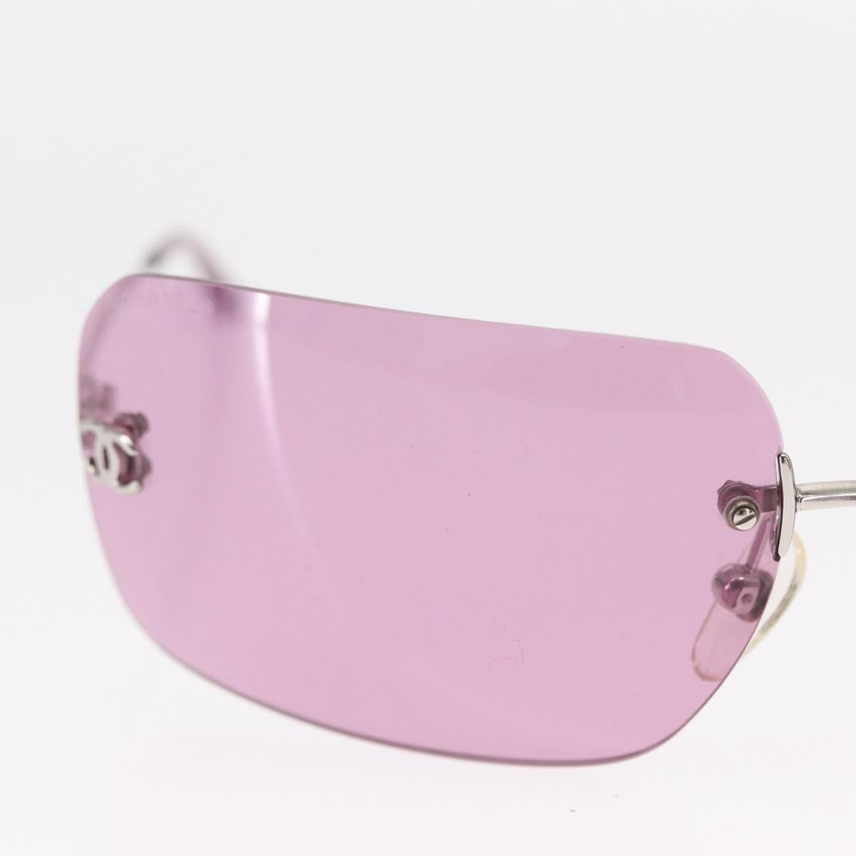CHANEL COCO Mark Sunglasses metal Pink CC Auth am9657