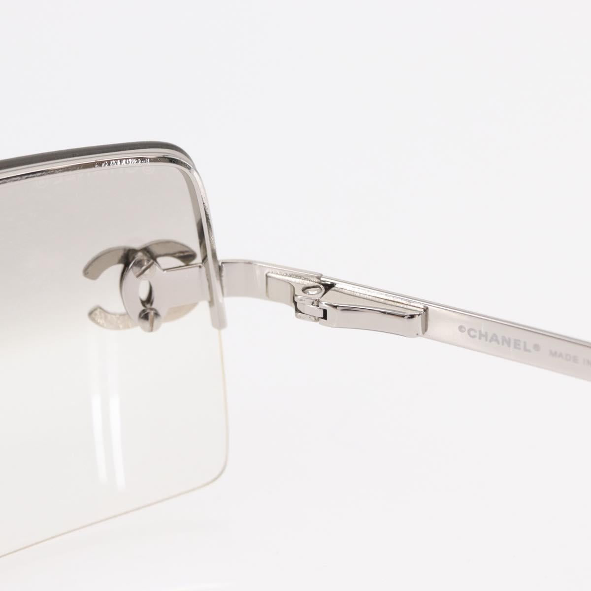 CHANEL COCO Mark Sunglasses metal Silver CC Auth am9658V