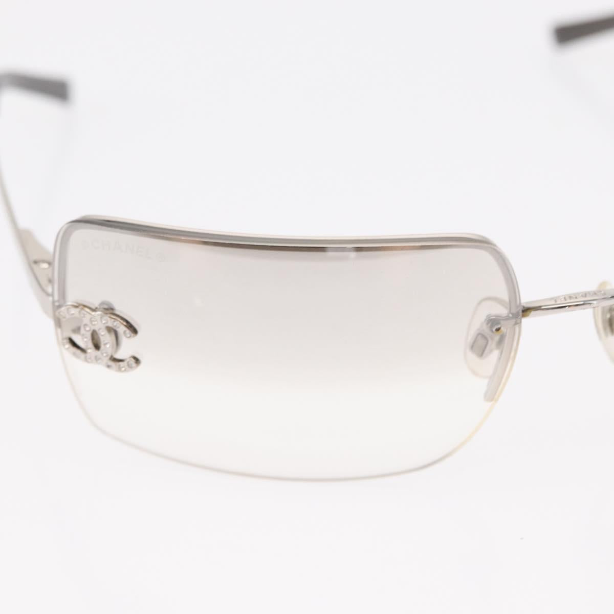 CHANEL COCO Mark Sunglasses metal Silver CC Auth am9658V